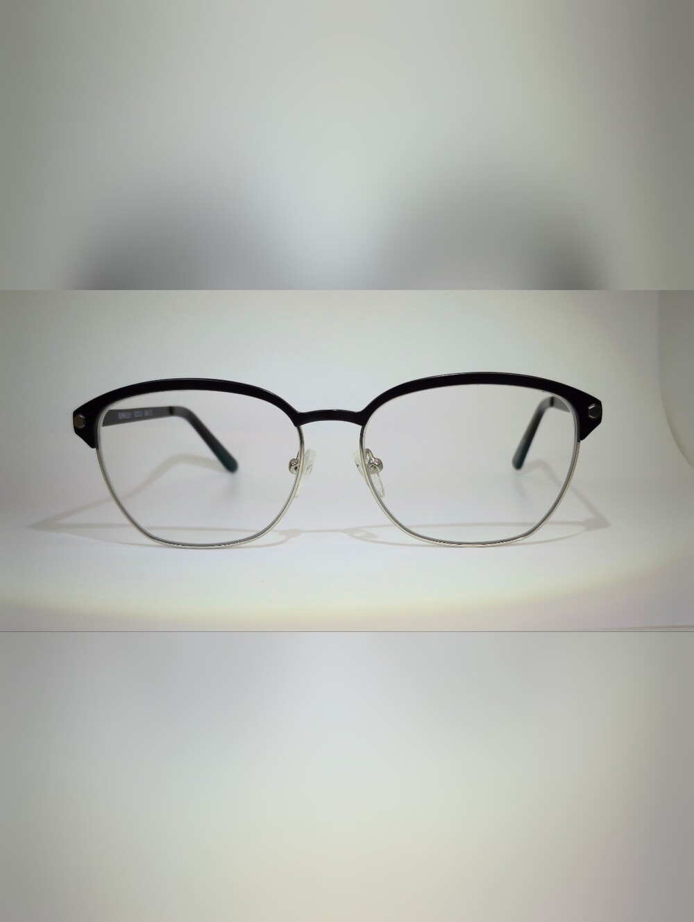 Berkeley. Women's Black and Silver Semi-Rim Look Eyeglasses.